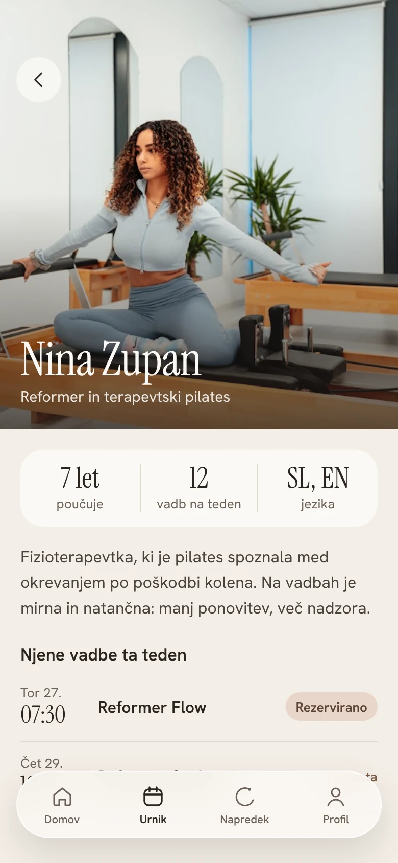 Zaslon: Inštruktorica